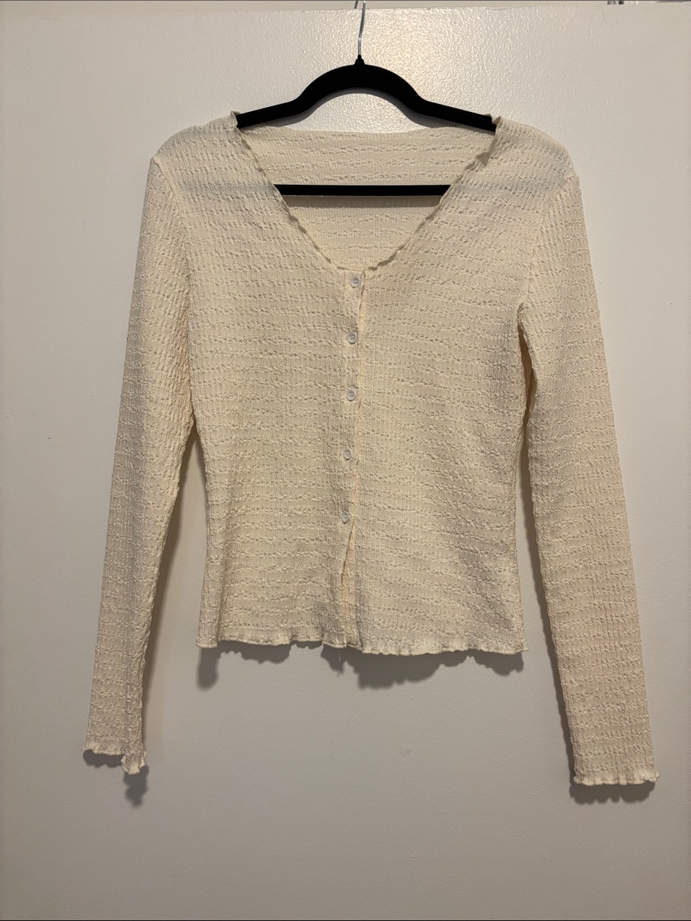 Source Unknown Cream V-Neck Button-Front Women's Top